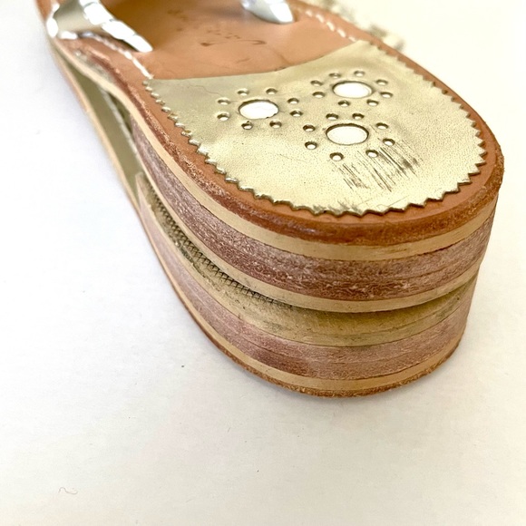 Jack Rogers Navajo Leather Sandals Gold/ White 9m - Picture 9 of 12